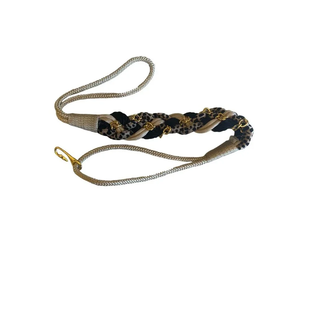 Twisted Animal Print Beige Black Waist Belt‎ Size M / L